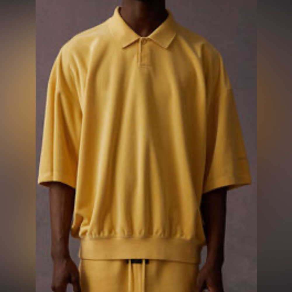 Essentials fear of God terry light Tuscan Men's Yellow Polo Shirt